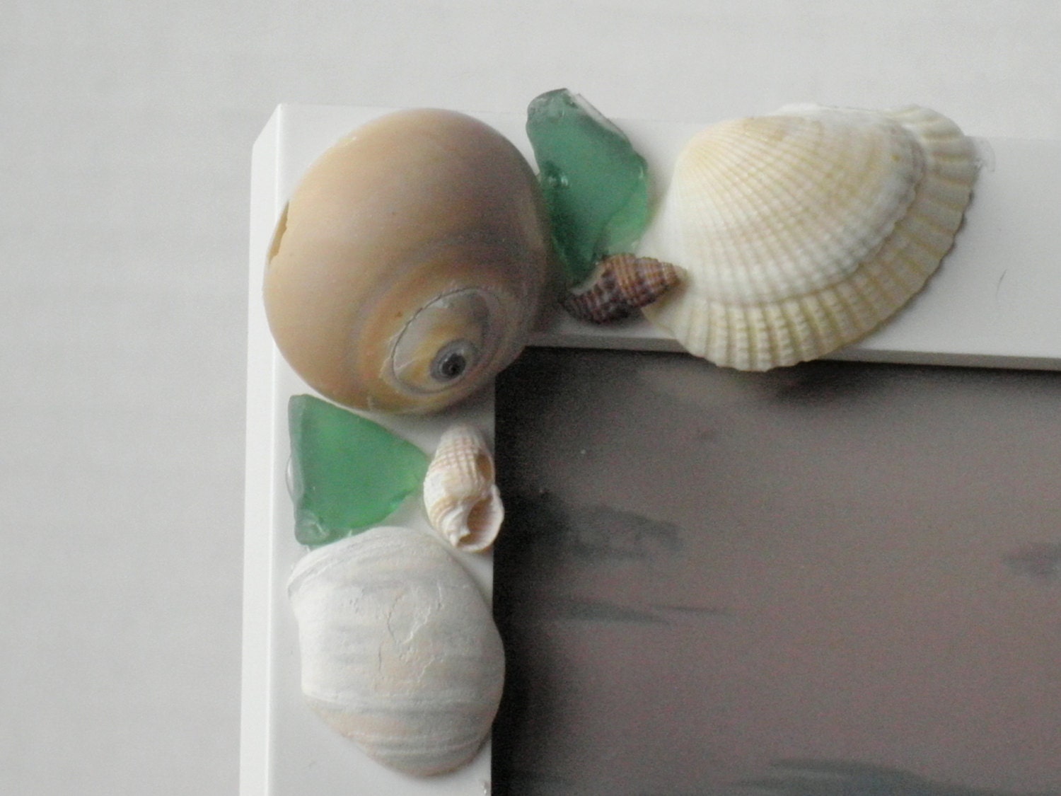 Beach Photo Frame With Seashells And Sea Glass
