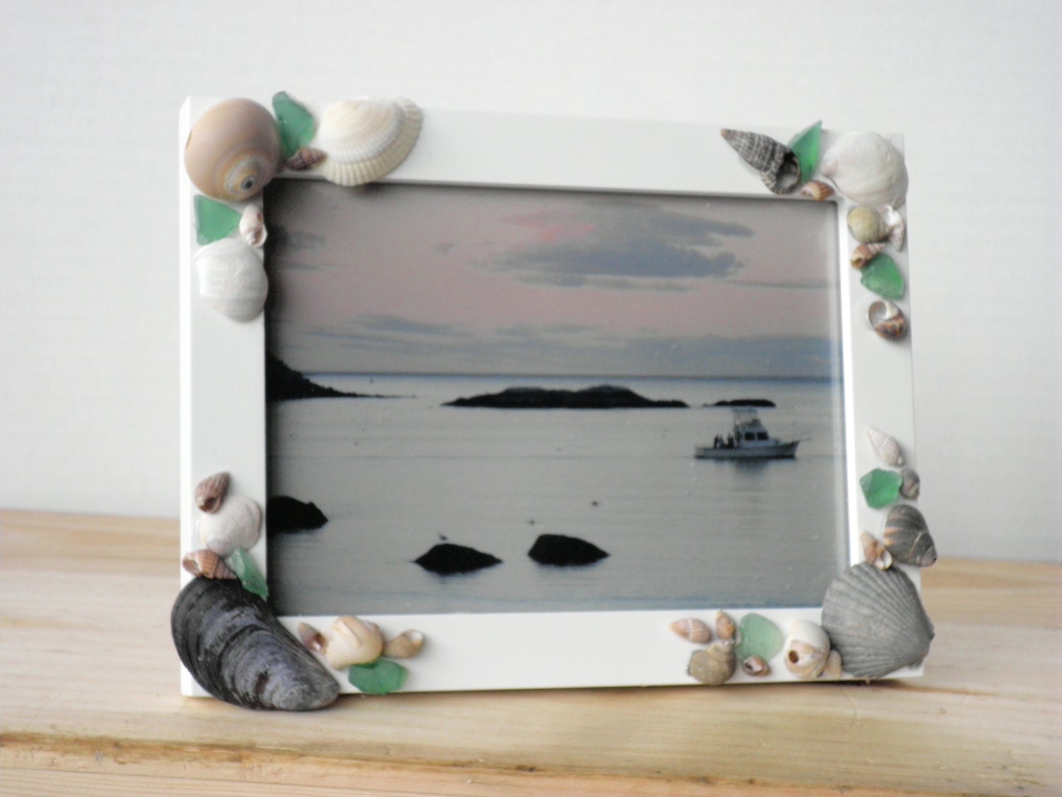Photo Frame Beach Theme With Seashells And Sea Glass