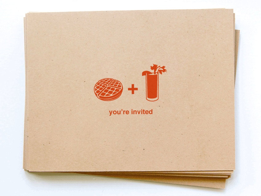 Printable waffle & bloody mary brunch invitations // Editable DIY Printable PDF
