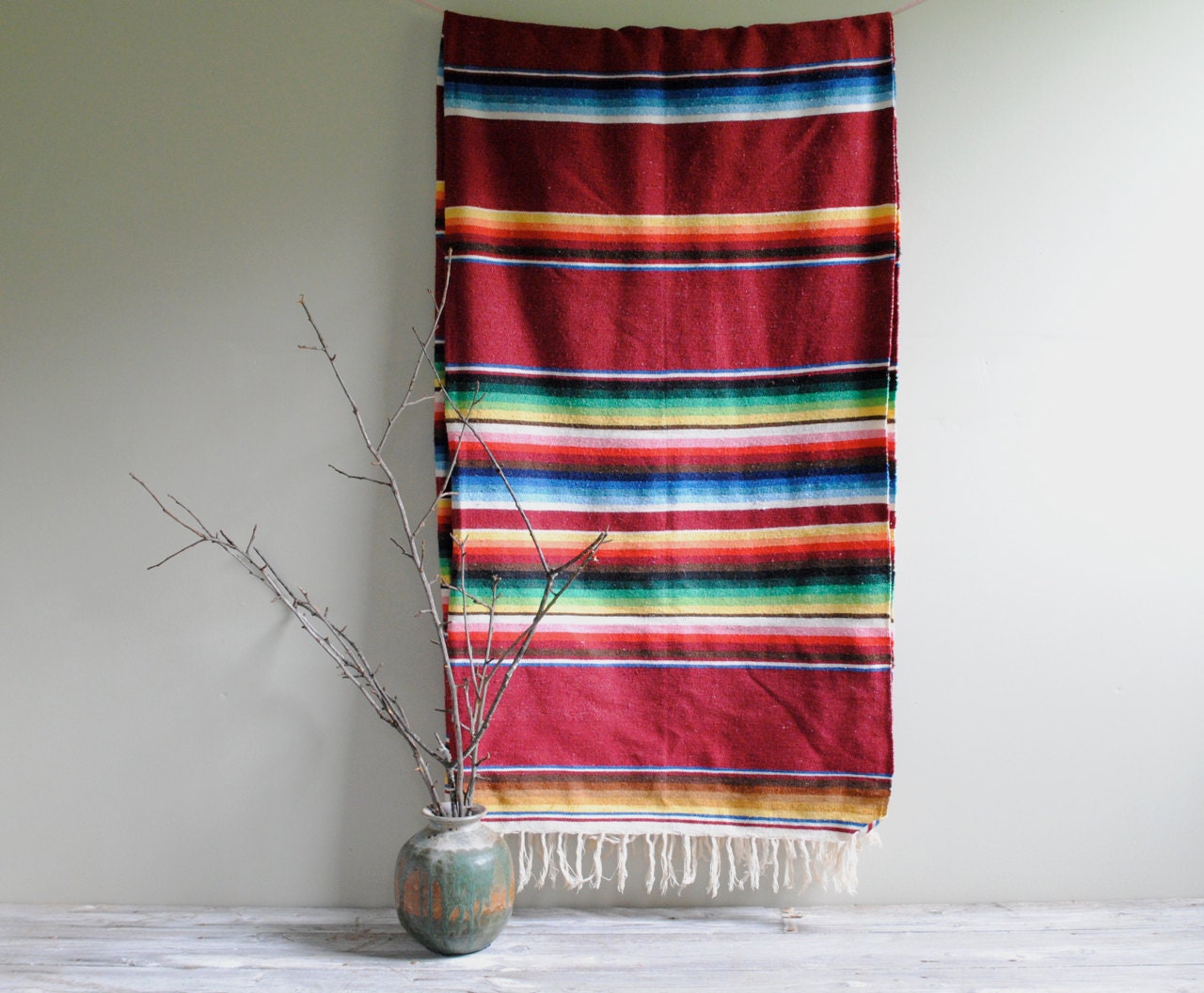 Vintage Mexican Serape Saltillo Blanket
