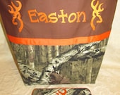 Handmade mossy oak infinity camo camouflage browning inspired deer buck diaper bag and travel wipe case you choose name