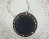 Chalkboard Wine Charms, Set of Six Chalkboard, Bronze Chalk Board Vinyl Write On Wine Glass Charms