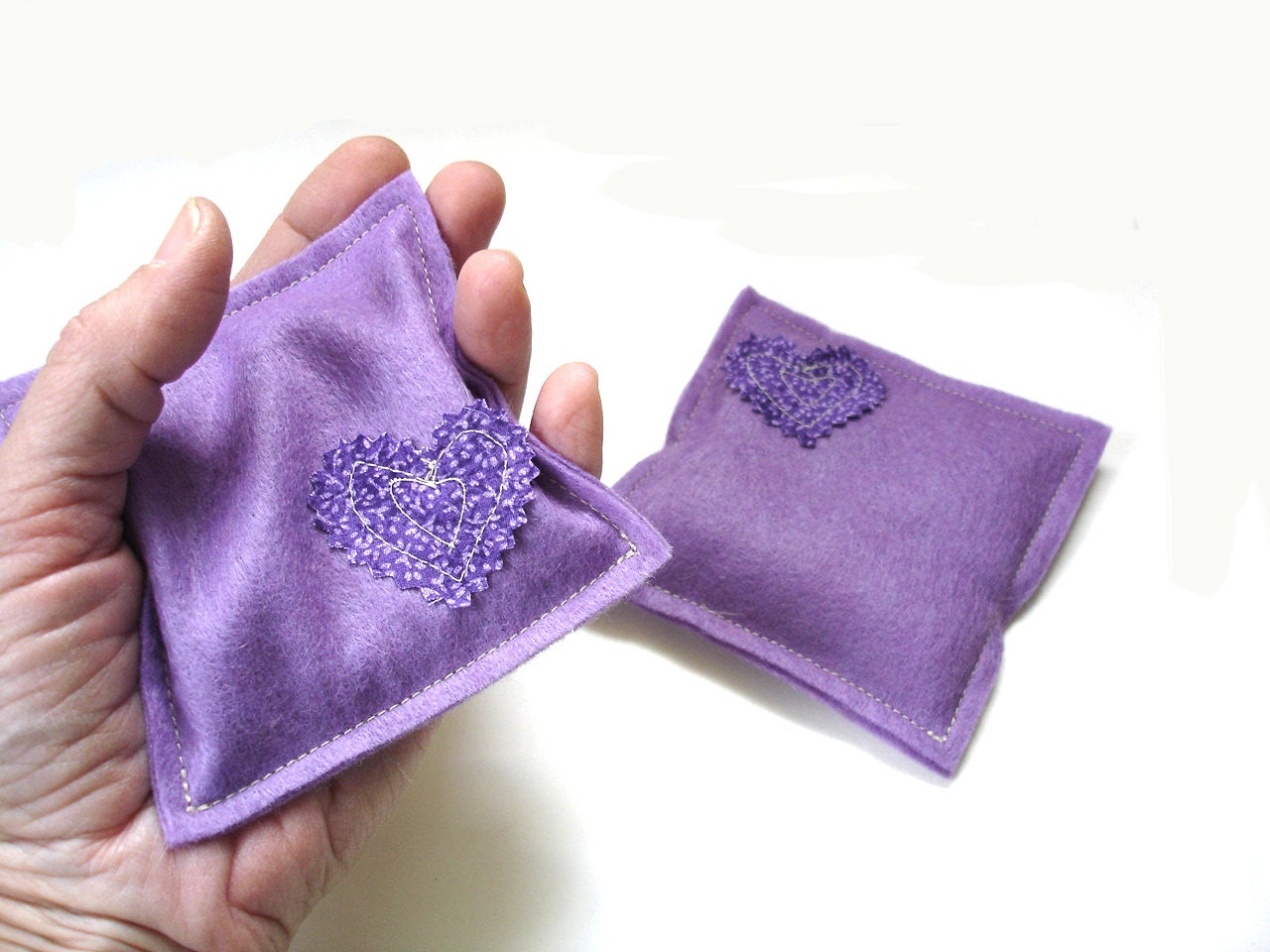 Pocket hand warmers eco friendly felt lavender scented, purple warm heart gift under 15