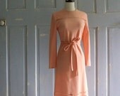 SALE Vintage 1960s Dress 60s Womens Dress Peach Salmon Cut Out Day Dress Size Small Medium