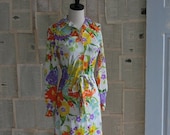 SALE Vintage 1970s Dress 70s Floral Draw String Button Up Dress Jantzen Size Small