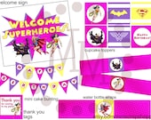 GIRLS Superhero PRINTABLE Party Pack