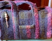 Large Hand Spun Woven Felted Travel Bag Tote Duffle Purse