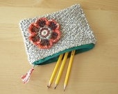 Pencil pouch with flower and zipper