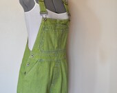 Green Bib OVERALLS  - Hand Dyed Lime Green Sonoma Denim Overall Shorts - Size Small (34" Waist)