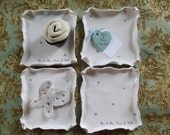 Personalized Dessert Plates, Mr. and Mrs. Plates, Blue and White Polka Dots, Wedding Gift,  Bride and Groom, wedding cake plates (4)