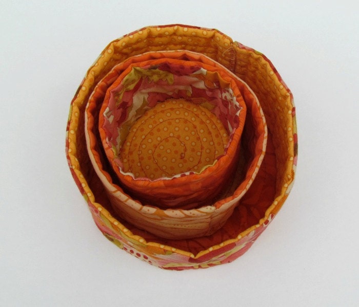 Quilted Fabric Orange Bowls Nesting Set