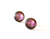 Galaxy Earrings with Orion Nebula. Galaxy Post Earrings. Purple Galaxy Jewelry.