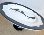 Cake Plate / Cupcake Stand/ Dessert Pedestal-Bird Silhouette-As Featured in BRIDES Magazine