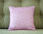 Modern Throw Pillow in Pale Pink Mohair and Velvet with Microfiber Inner Sleeve