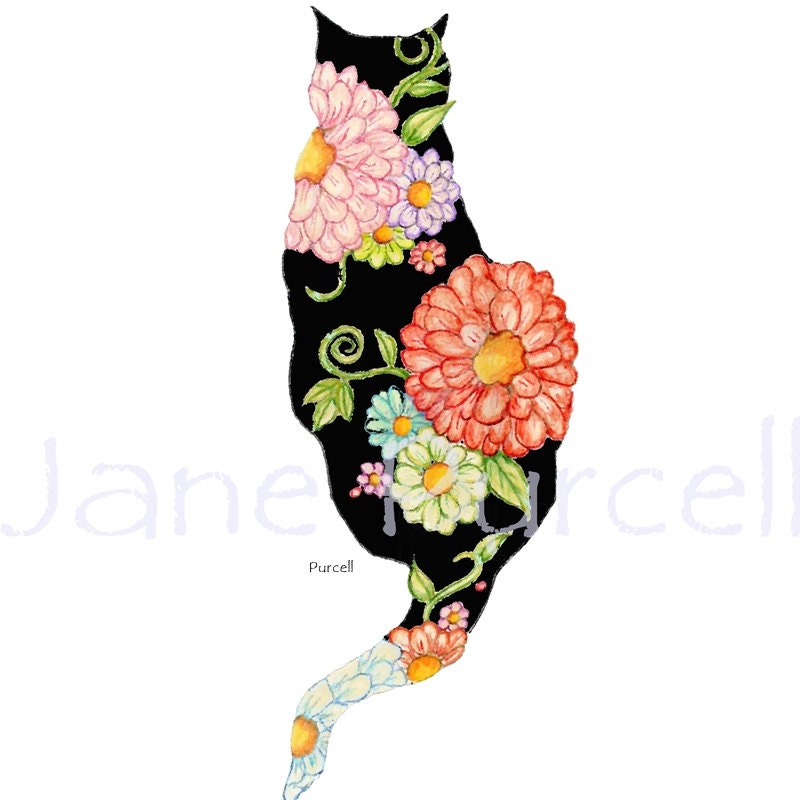 Custom Floral Pet Portrait in Silhouette - Pet Art - Hand Drawn Art - Dog Art - Cat Art - Horse Art - Bird Art