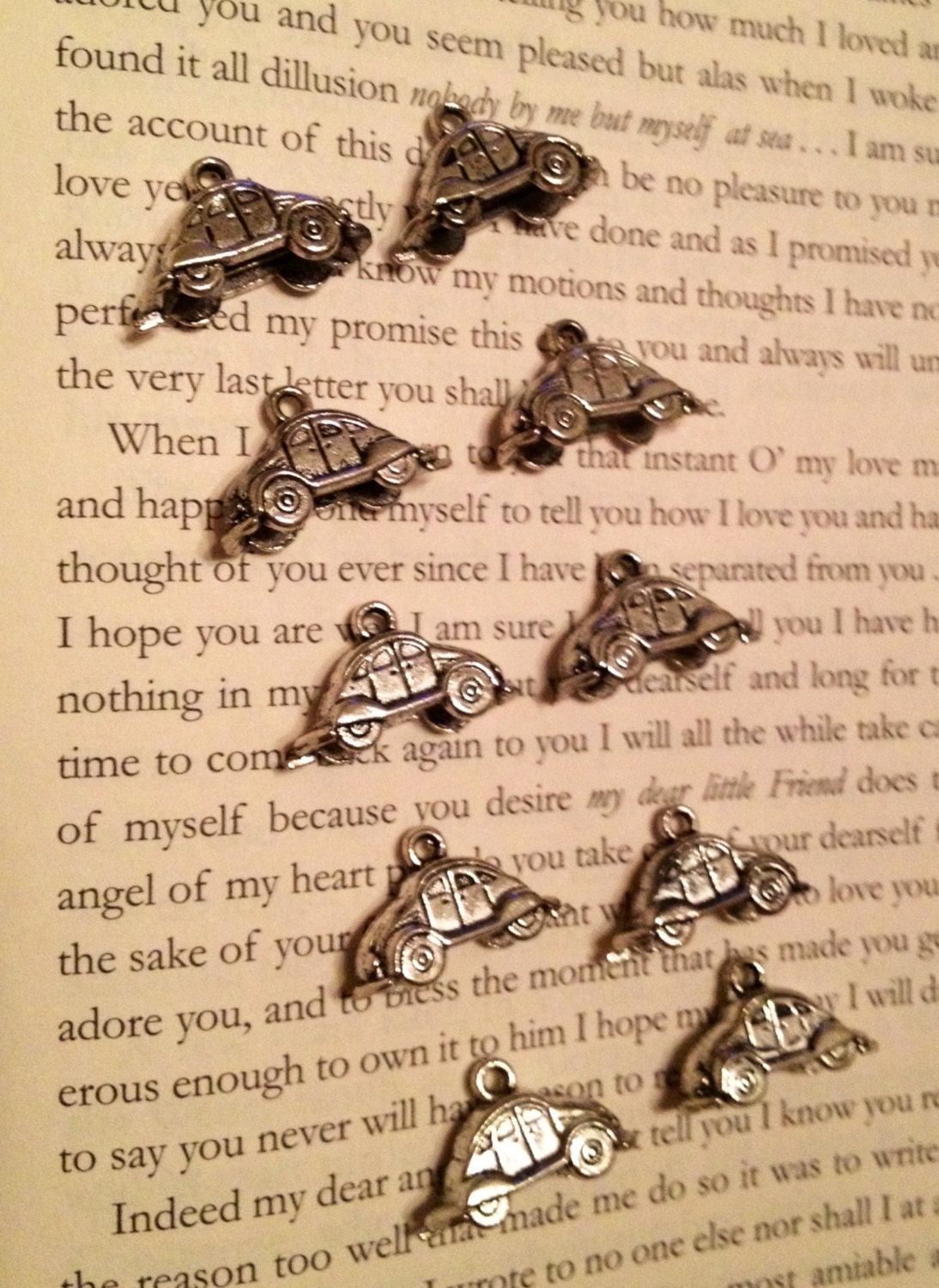 Silver Tone Vintage Beetle Car Charms Jewelry