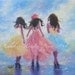 Three Sisters Original Oil Painting, three feminine girls, pastel, pretty girls, spring fashion ladies, three teen girls, wall art, decor