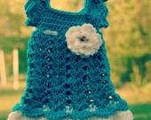 Newborn Outfit Dark Teal and Cream Baby Dress Infant Girl Take Home Shower gift Easter Photo prop Baptism Christening Wedding