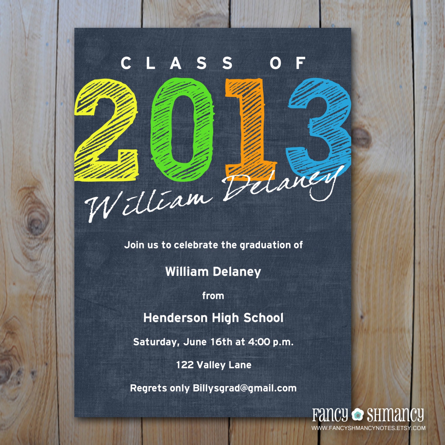 Graduation Invitation  / Bold Colors/ Printable DIY Digital Invitation/ Item 5540