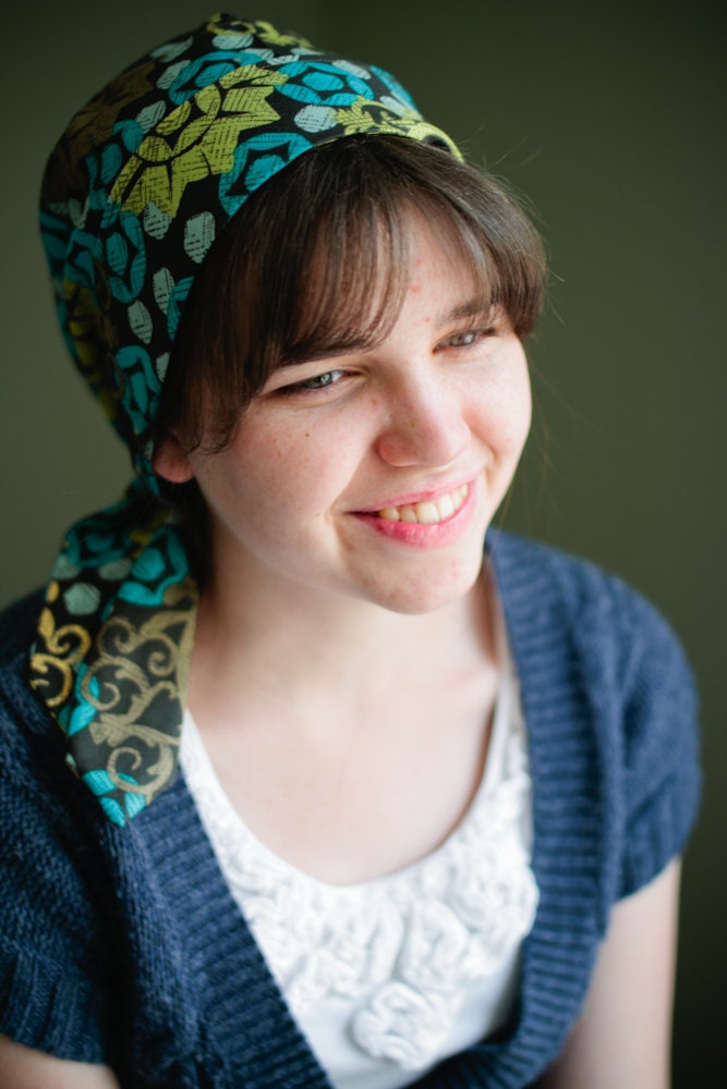 Snood    Brown Multi-Colored Floral Snood -  VeilHeadcovering Head Cover Tichel   Snood  Headcovering Head Cover Tichel