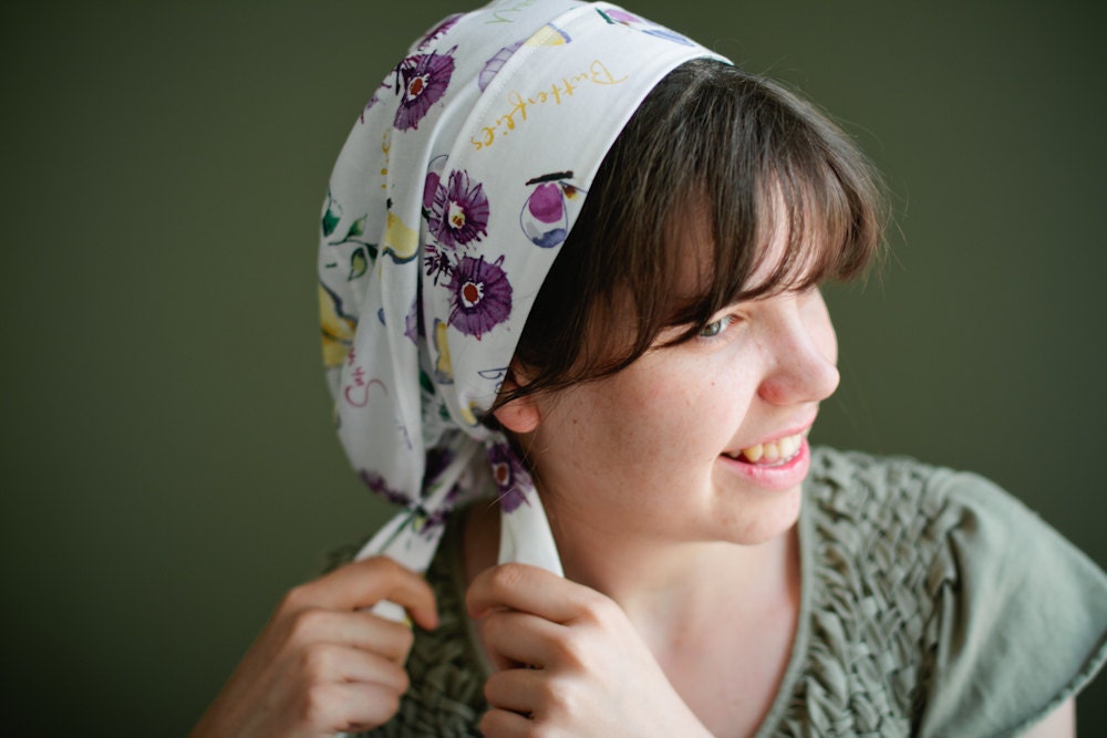 Snood    White  Floral Snood - Hair Prayer Covering Veil Snood  Mother's Day GiftHeadcovering Head Cover Tichel