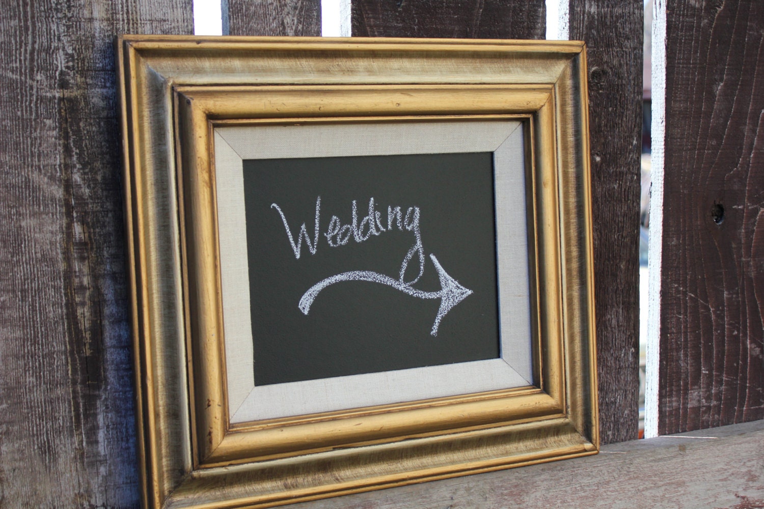 Framed Chalkboard, Wedding, Shabby Chic Vanilla Gold Chalkboard 18x16