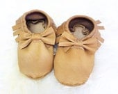 Light Brown Leather Moccasins for babies and toddlers
