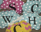 Polkadot or chevron Burlap door hanger with intial