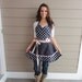 4RetroSisters "Sadie Style" Sweetheart Neckline -Retro Black & White Polka Dot Womens Apron