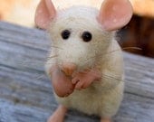 Adorable White Mouse Needle Felted by Cindy Walker