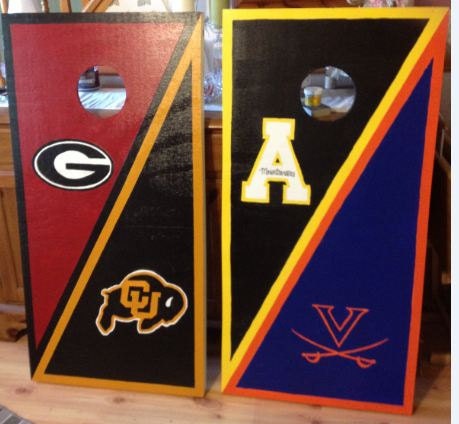 Custom Made/Hand Painted Cornhole Board Games, with  FOUR  LOGO STYLE and  Free  bags  - Custom Made to order