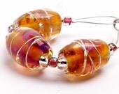 Sunrise Sparkle Nuggets Trio - Handmade Lampwork Glass Beads by Sarah Downton