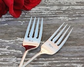 Mr. and Mrs. Fork Set. Silver Plate Wedding Cake Table Setting. 1985 Enchantment by beachhouseliving on etsy