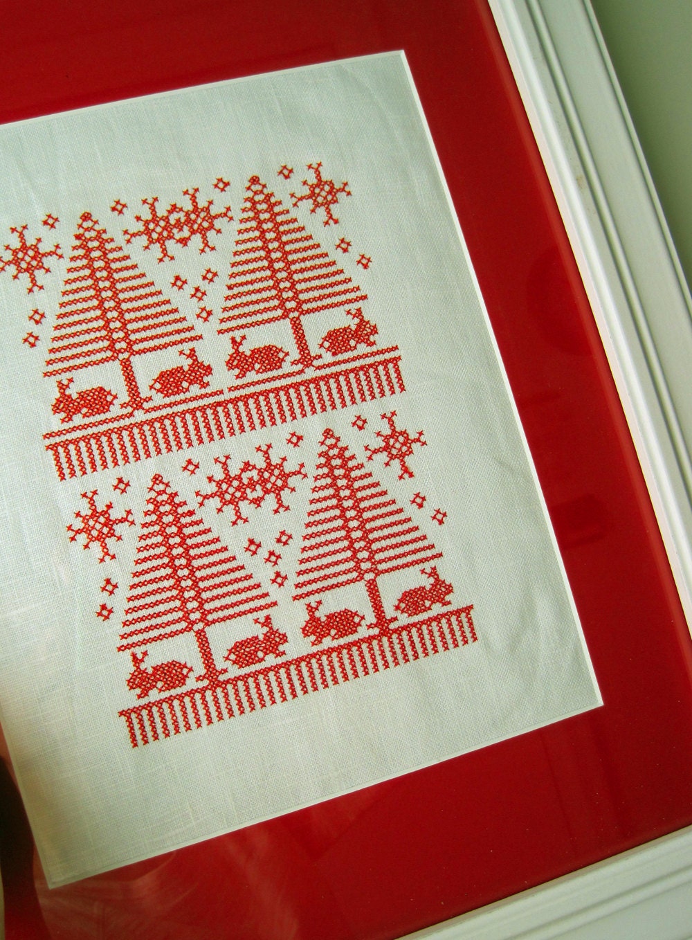 PDF Nordic Winter Sampler PDF Cross Stitch Redwork Pattern