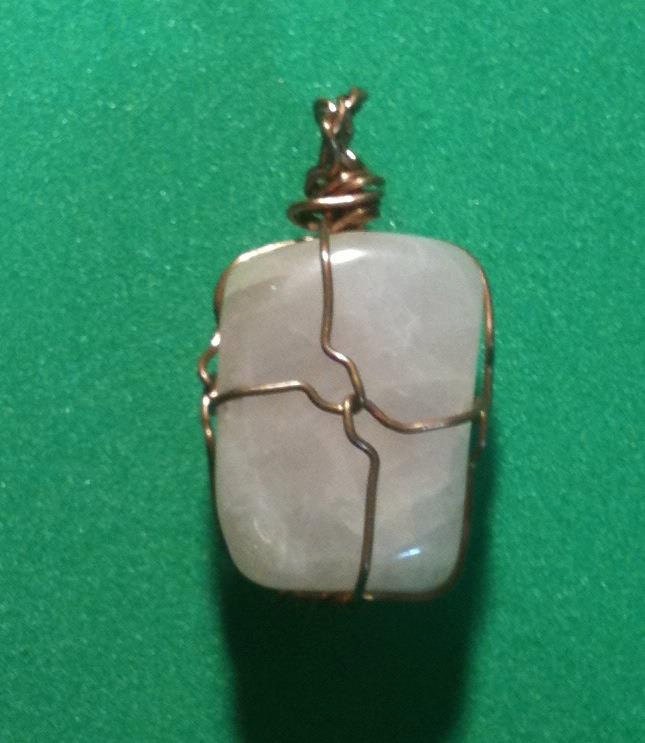 Rose Quartz Copper Wire Wrapped Pendant