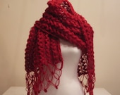 SUPER SALE Burgundy Red Mohair Honey Comb Shawl
