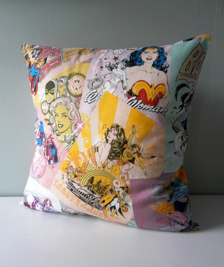Batgirl Wonder Woman pillow / cushion cover