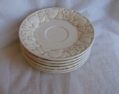 Metlox Antiqua Saucers Lot of 6 Vintage Off White Fruit Pattern California Made