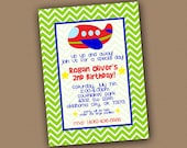 Custom Airplane Invitation for Boy Up Up and Away Birthday Party Invitation 5x7 JPEG or PDF Digital File for e-mail or print