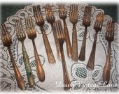 11 Shabby Worn In FORKS ANTIQUE Silverware
