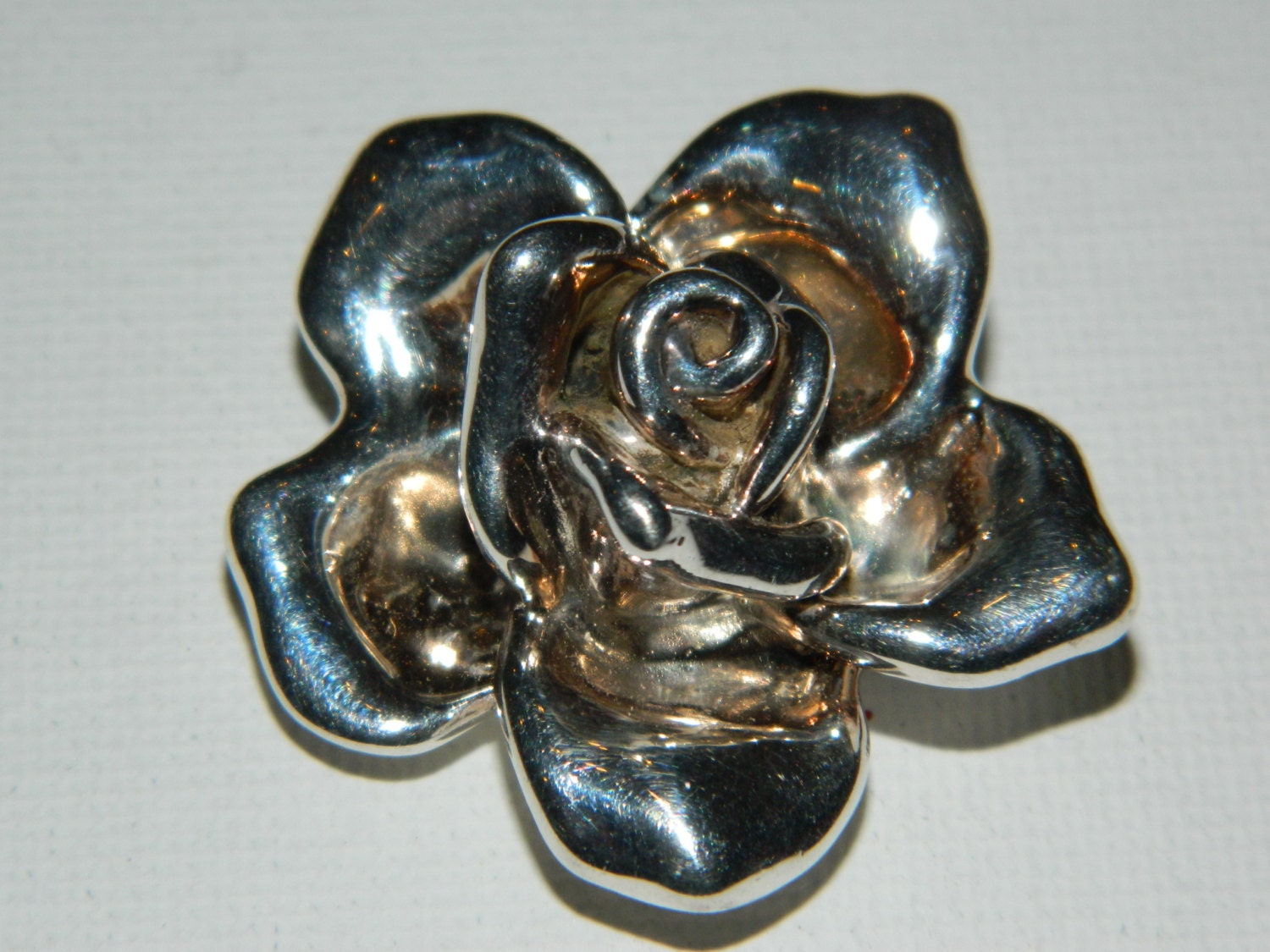vintage sterling silver rose flower brooch pin   3b5