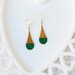 Rounded Emerald Green Color Dipped Brass Dangle Earrings