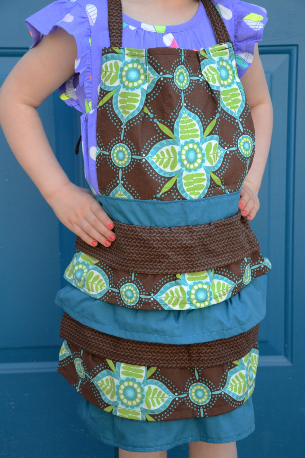 Kids Apron - Brown and Blue layers