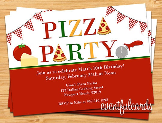 Pizza Party Birthday Invitation Il_570xn