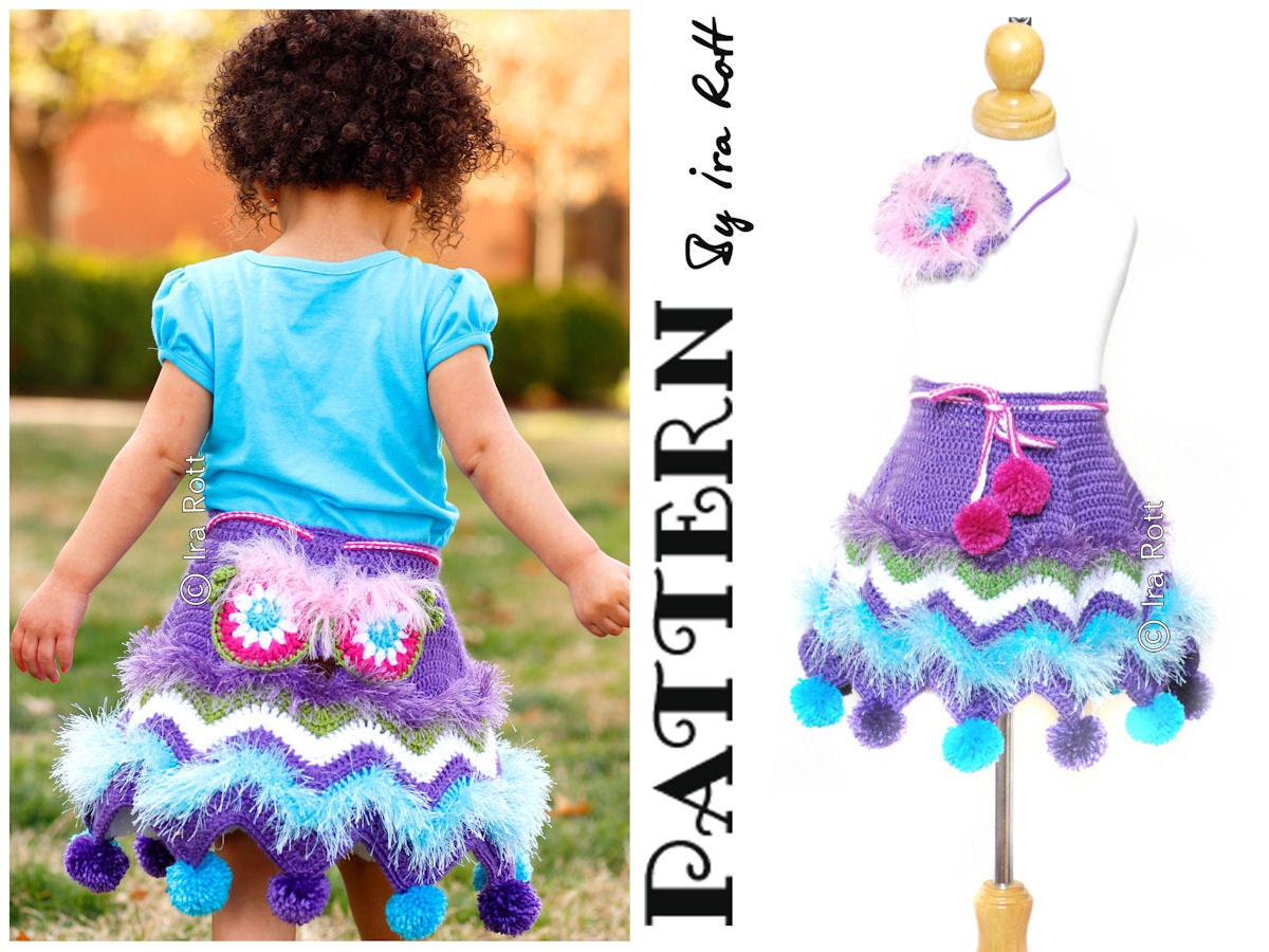 NEW PATTERN - Fiesta Owl Skirt & Headband - Crochet PDF Pattern