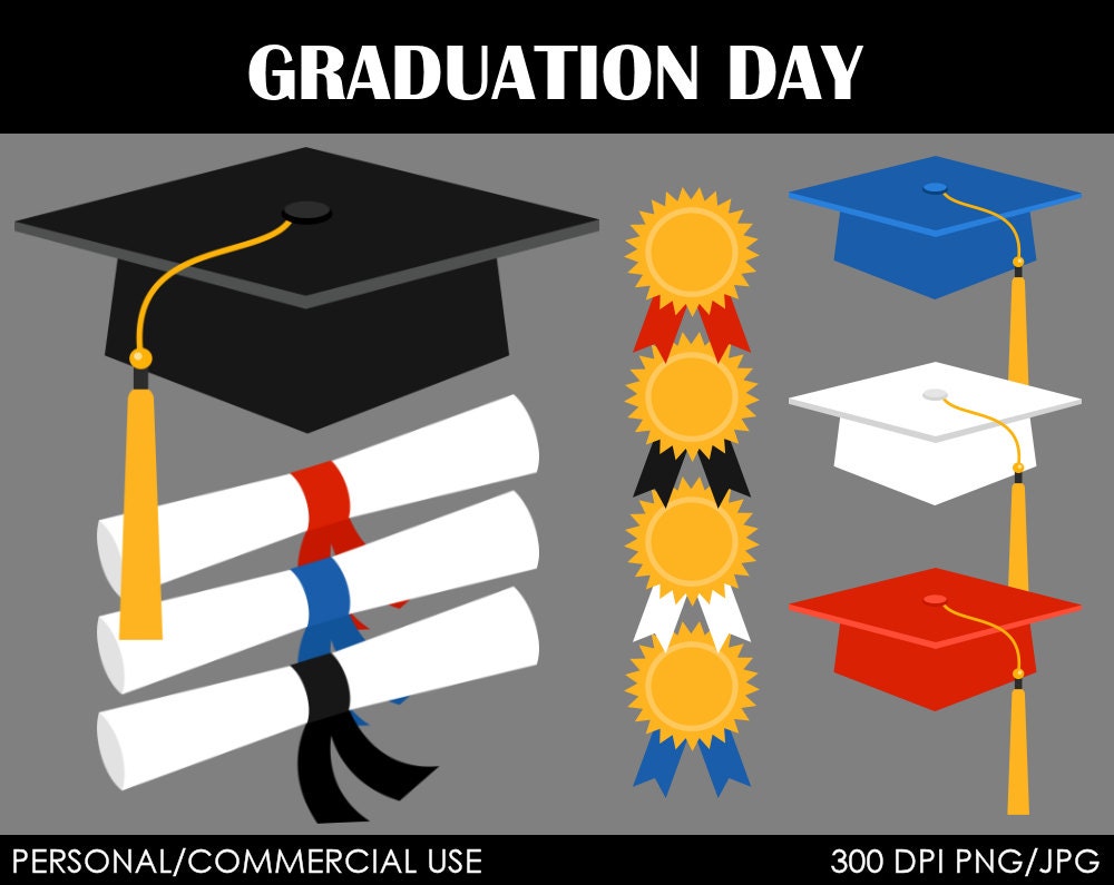 Graduation Day Clipart - Digital Clip Art Graphics for Personal or Commercial Use