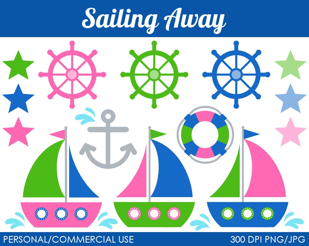 Sailing Away Clipart - Digital Clip Art Graphics for Personal or Commercial Use