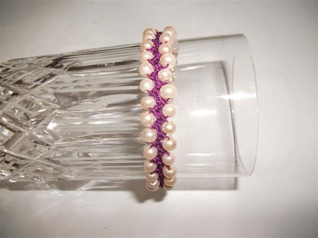 Purple, Pink Turkish Flat Bead Crochet Bracelet. Turkish Love Knot Bracelet