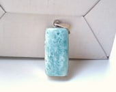 Marbled Larimar pendant Geometry Rectangular shape Blue sky Larimar Spring fashion