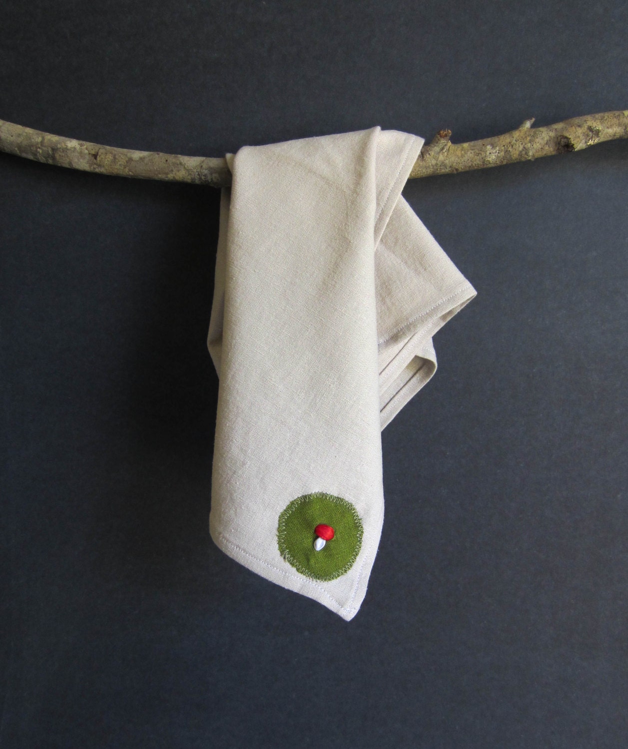 Tiny mushroom linen napkins (set of 4)